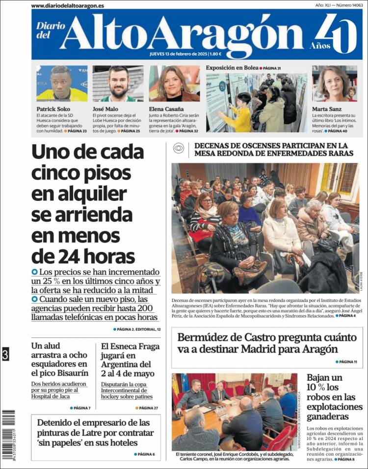 Portada de Diario del AltoAragón (Espagne)