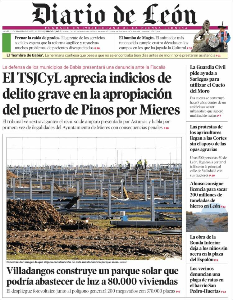 Portada de Diario de León (Espagne)