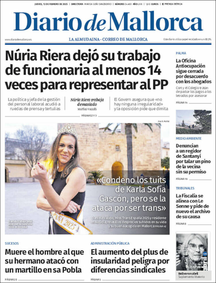 Portada de Diario de Mallorca (Spain)