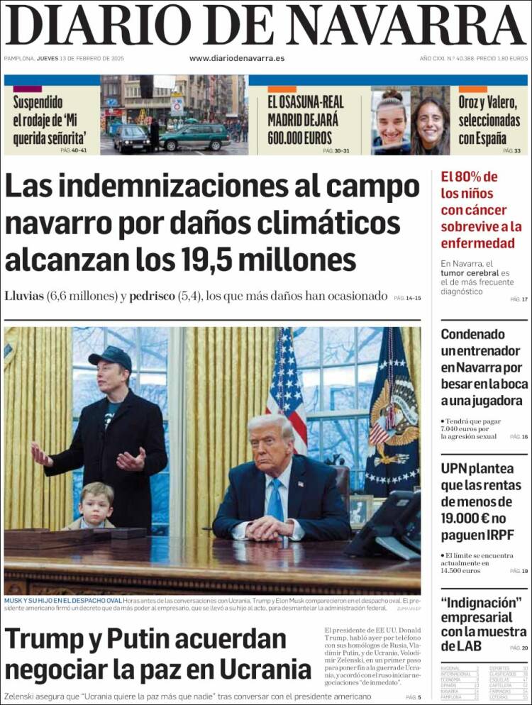 Portada de Diario de Navarra (Espagne)