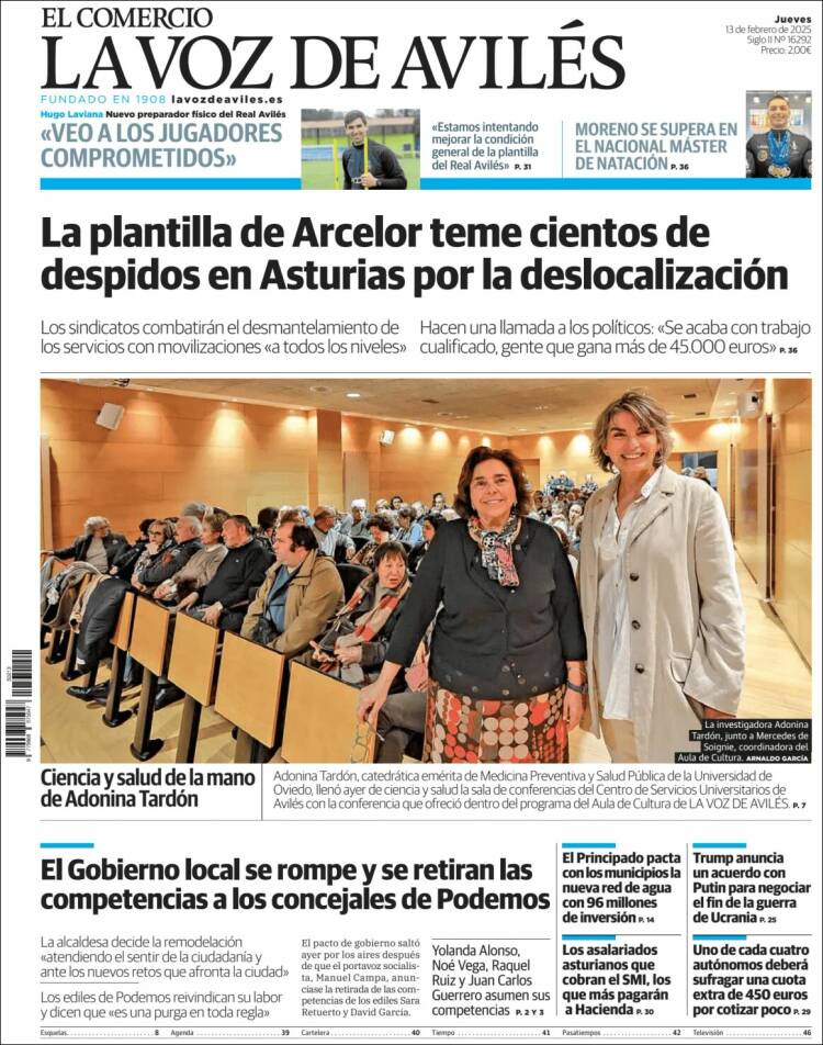 Portada de El Comercio - Avilés (España)