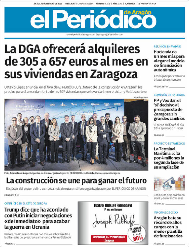 Portada de El Periódico de Aragón (Spain)