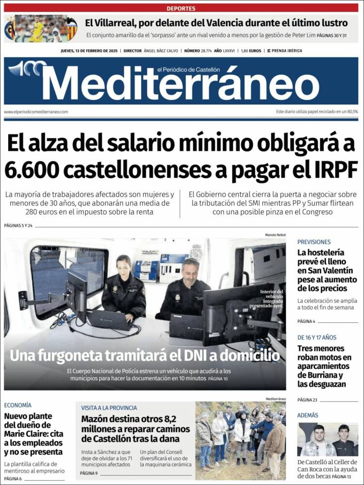 Portada de El Periódico Mediterraneo (España)