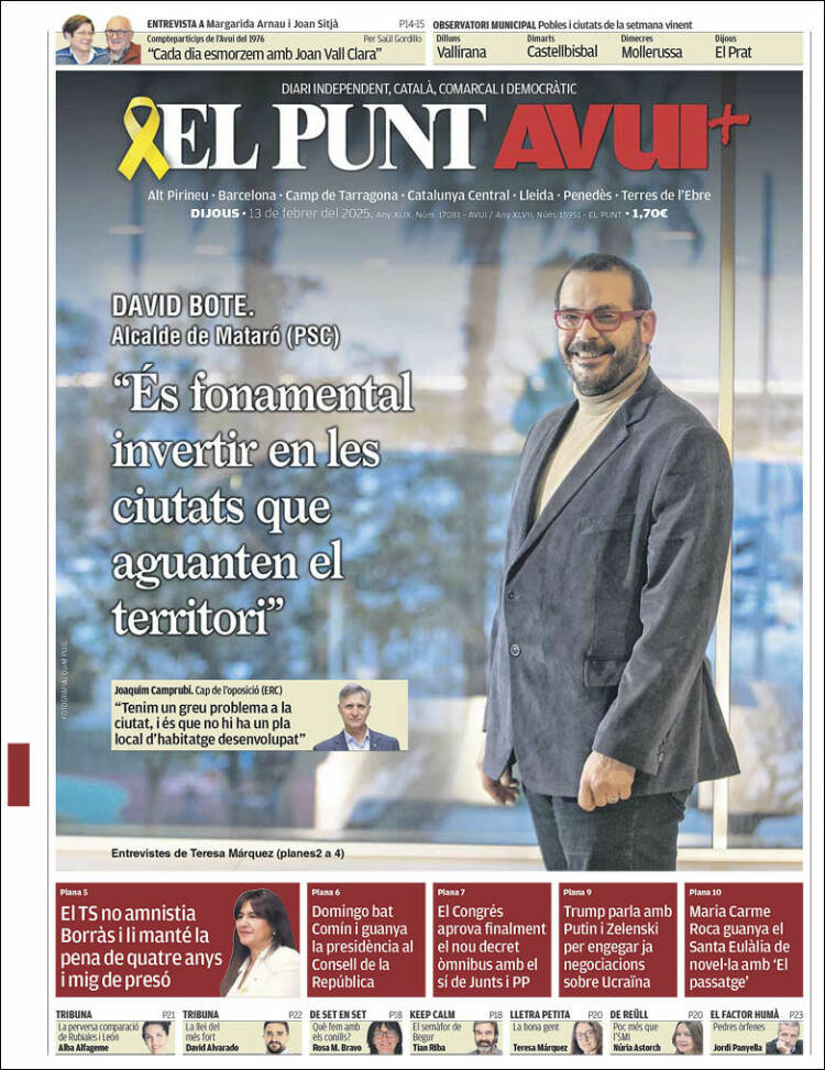 Portada de El Punt Avui (Espagne)