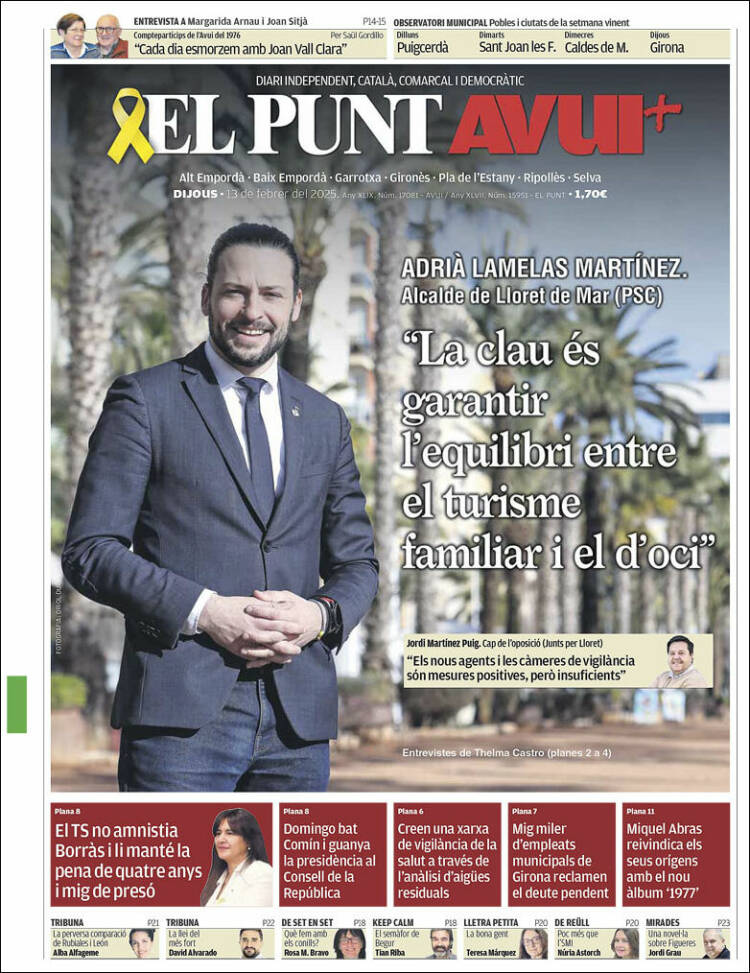 Portada de El Punt Avui - Girona (España)