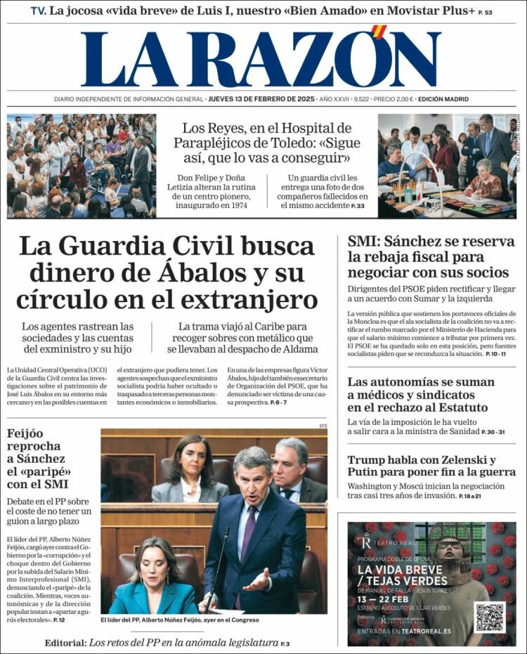 Portada de La Razón (España)