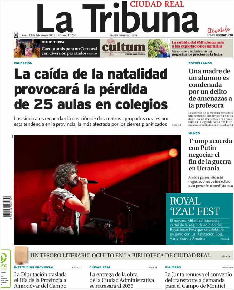 Portada de La Tribuna de Ciudad Real (España)