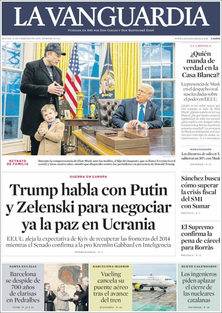 Portada de La Vanguardia (Spain)