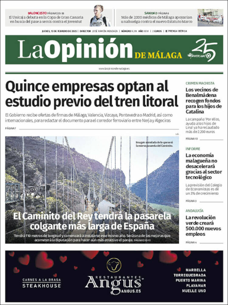 Portada de La Opinión de Málaga (Espagne)