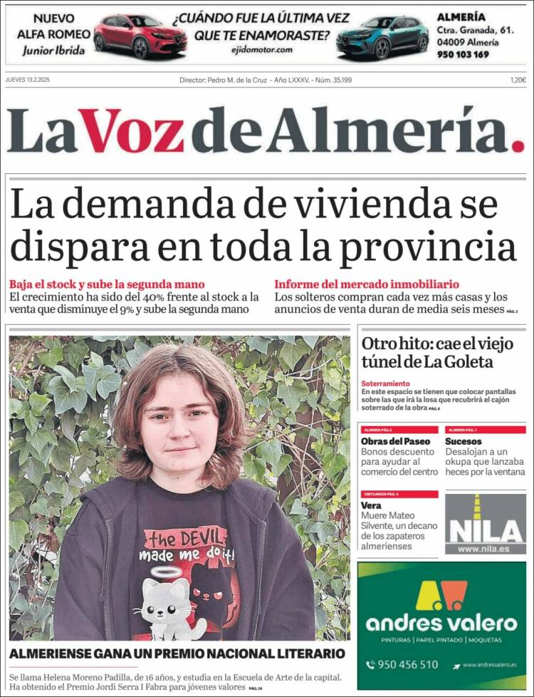 Portada de La Voz de Almería (Espagne)