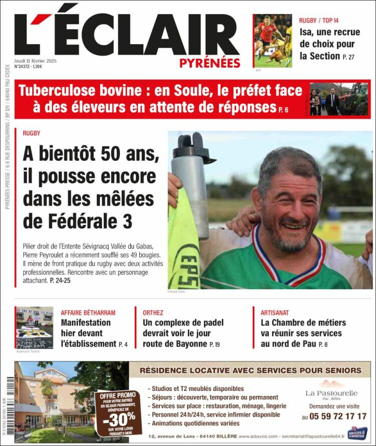 Portada de L'Eclair des Pyrénées (France)