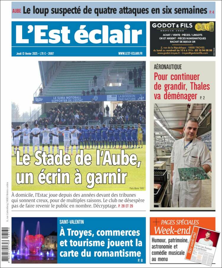 Portada de L'Est Eclair (Francia)