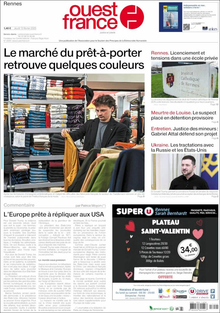 Portada de Ouest France (France)