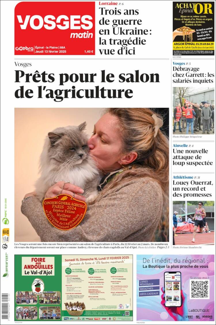 Portada de Vosges Matin (France)