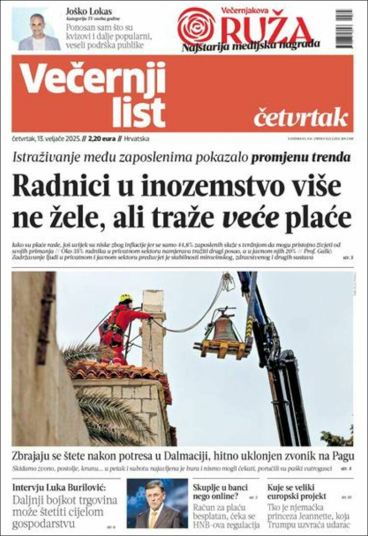 Portada de Večernji (Croatia)