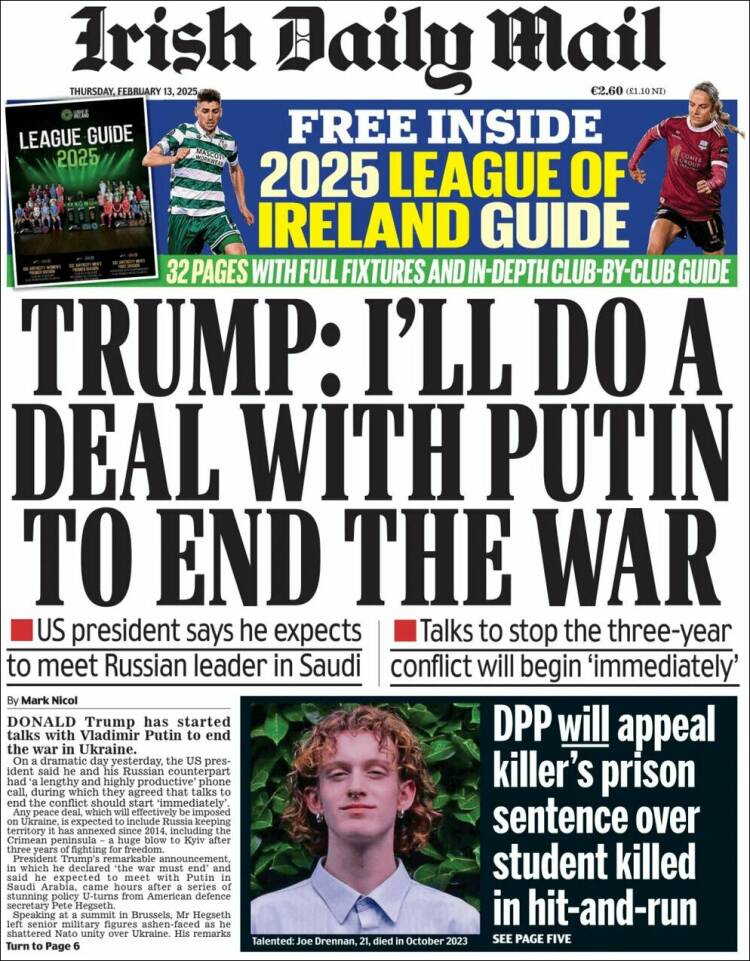 Portada de Irish Daily Mail (Ireland)