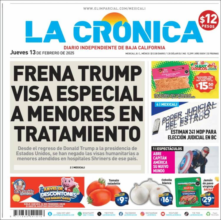 Portada de La Crónica de Baja California (Mexique)