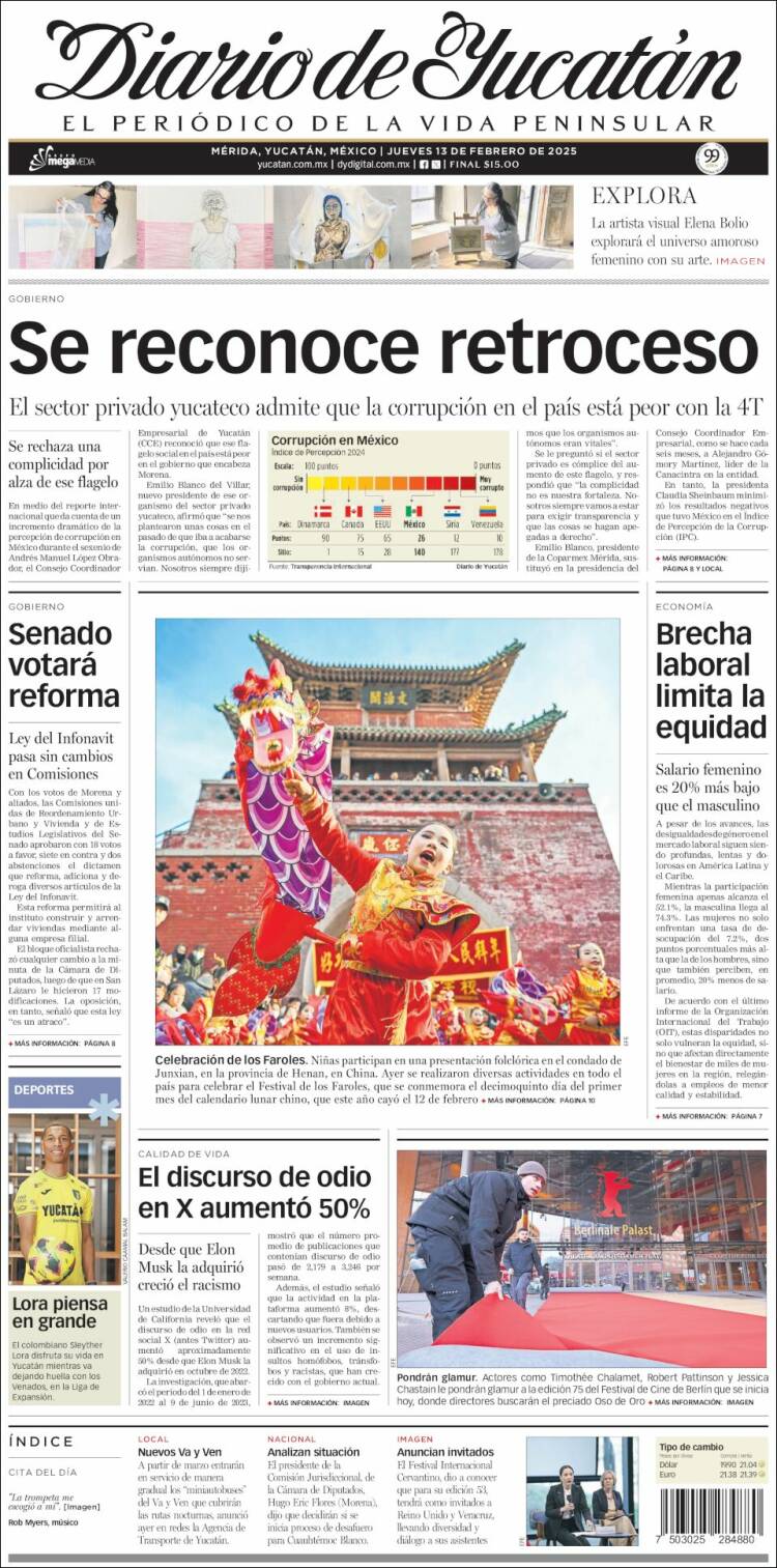 Portada de Diario de Yucatán (Mexique)