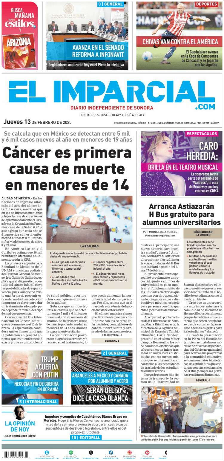 Portada de El Imparcial (México)