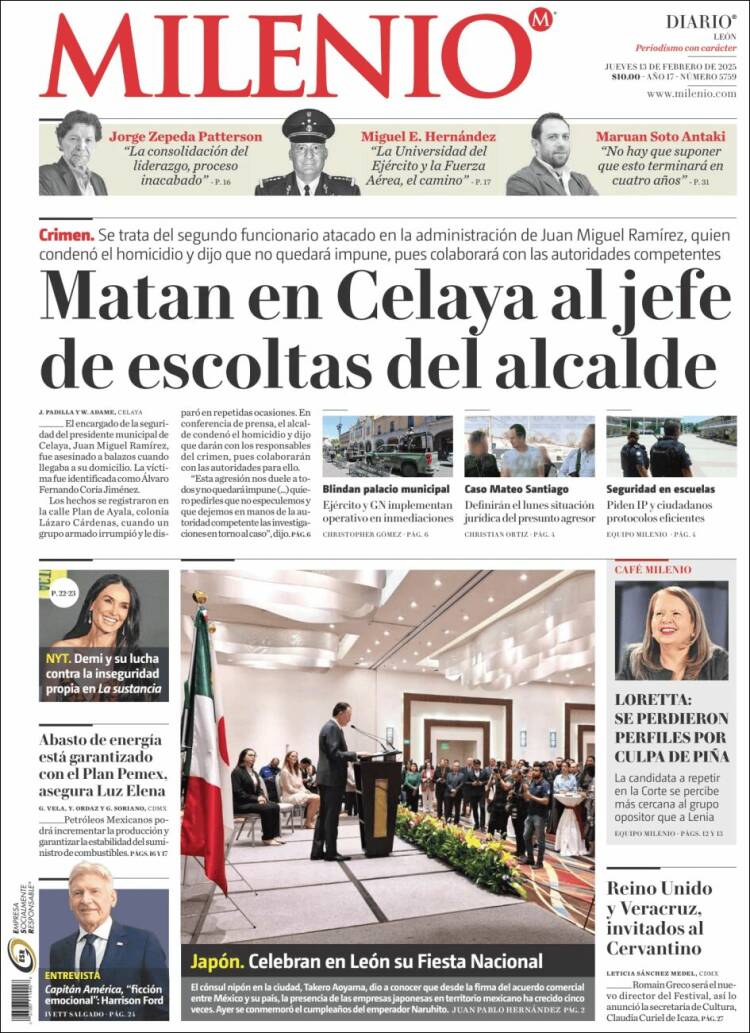 Portada de Milenio de León (Mexique)