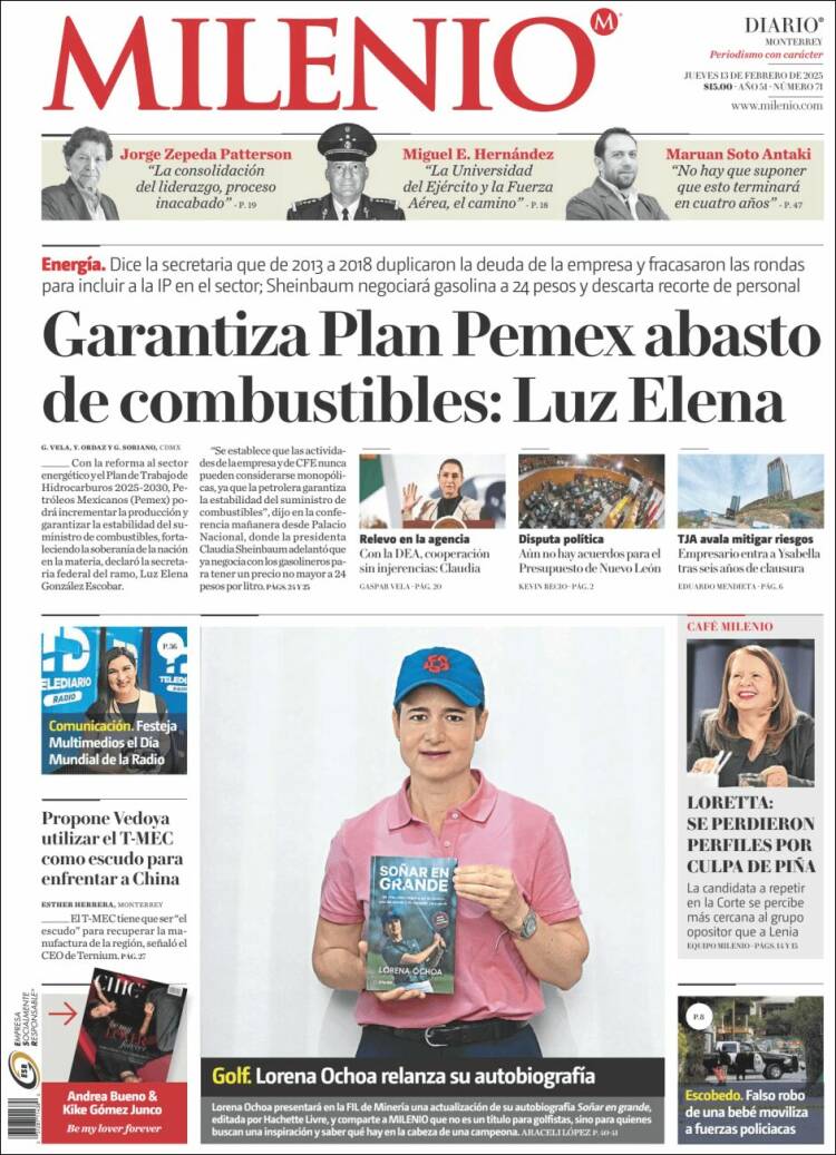 Portada de Milenio de Monterrey (Mexique)