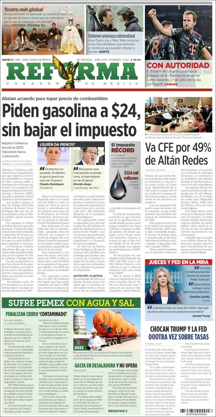 Portada de Reforma (Mexico)