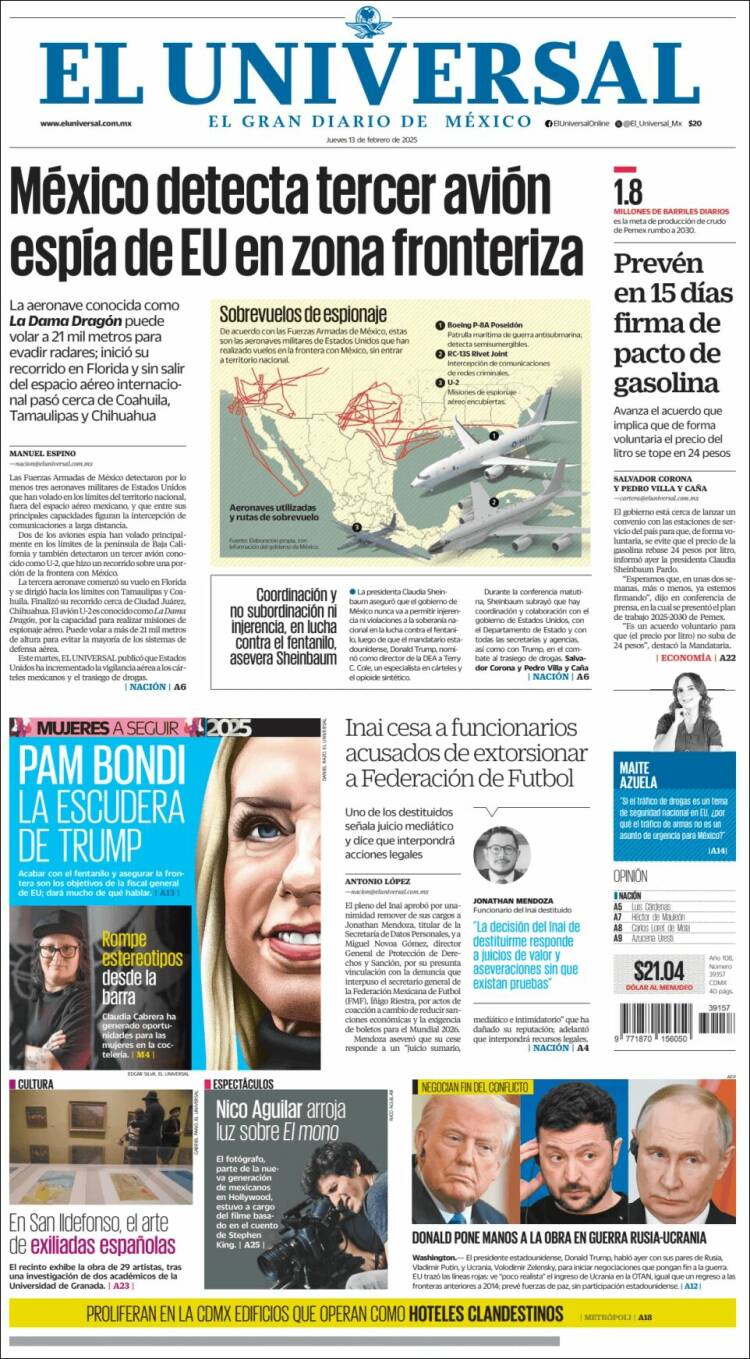 Portada de El Universal (Mexico)