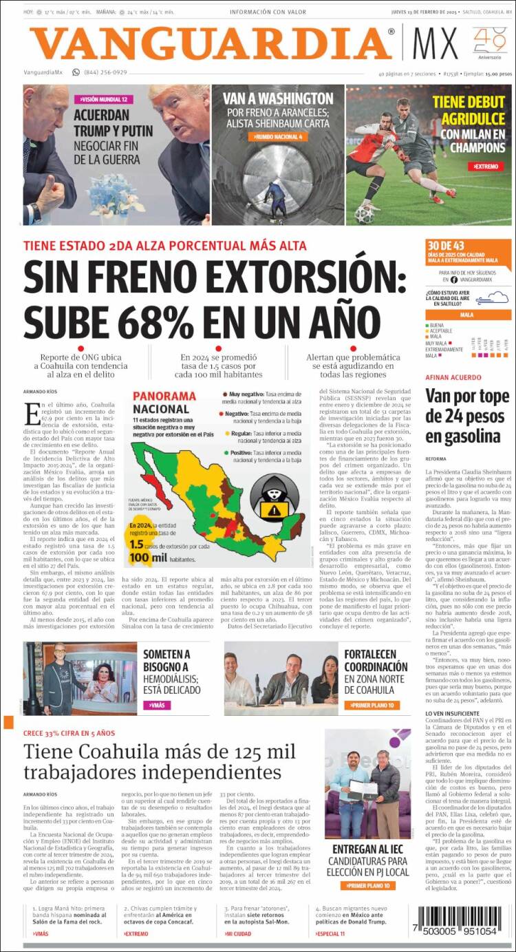 Portada de Vanguardia (Mexique)