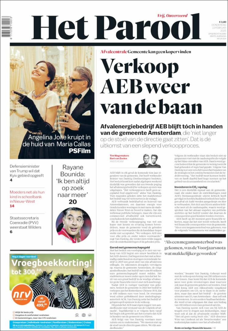 Portada de Het Parool (Pays-Bas)