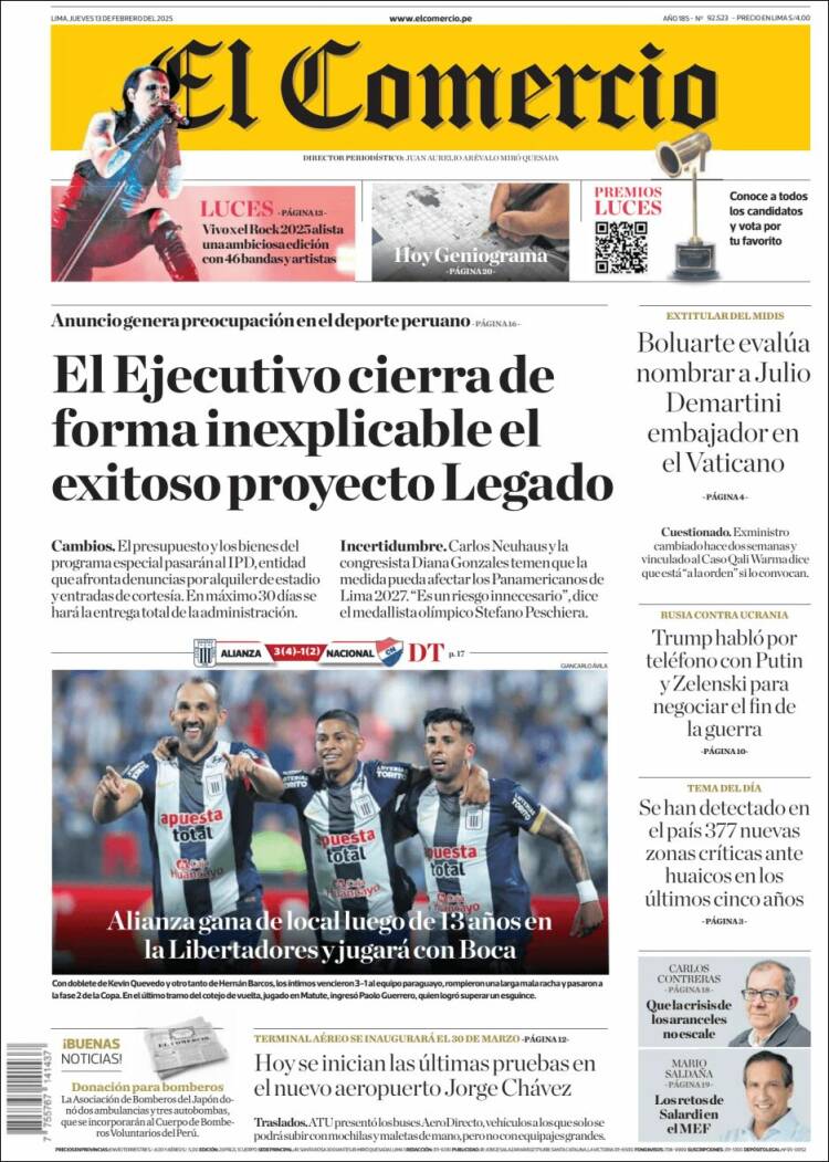 Portada de El Comercio (Peru)