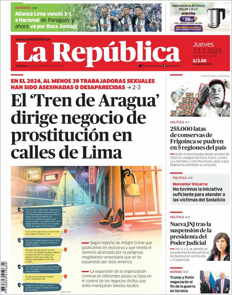 Portada de La Republica (Perú)