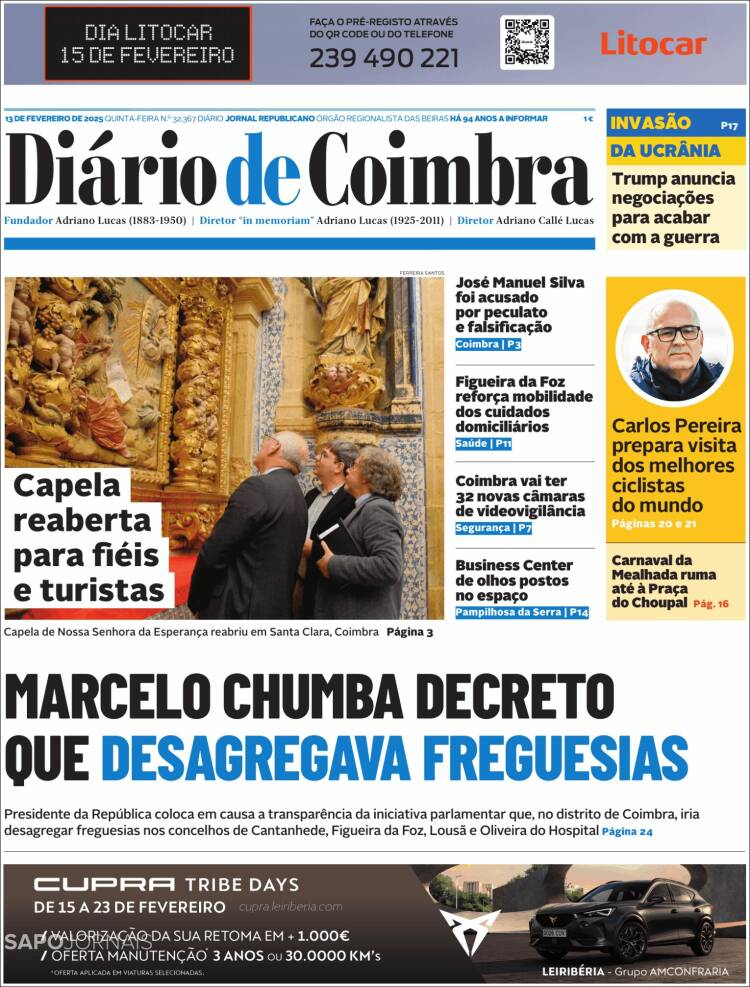 Portada de Diário de Coimbra (Portugal)