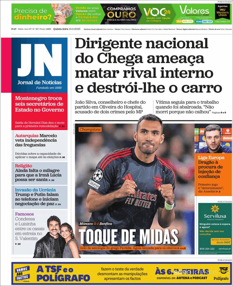 Portada de Jornal de Notícias (Portugal)