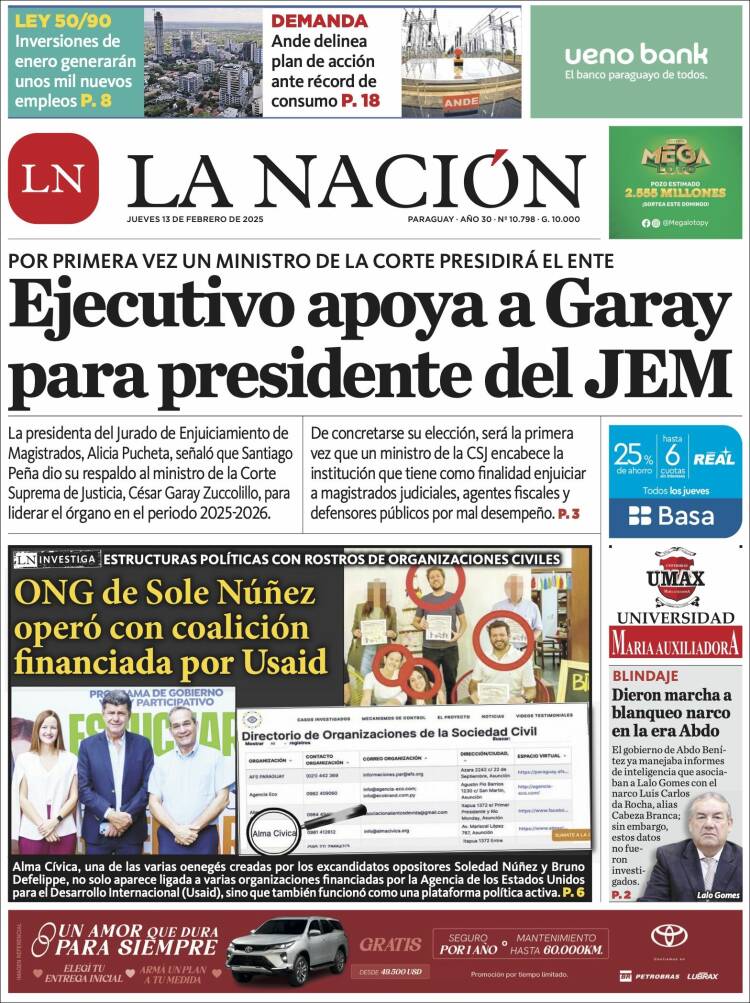 Portada de La Nación (Paraguay)