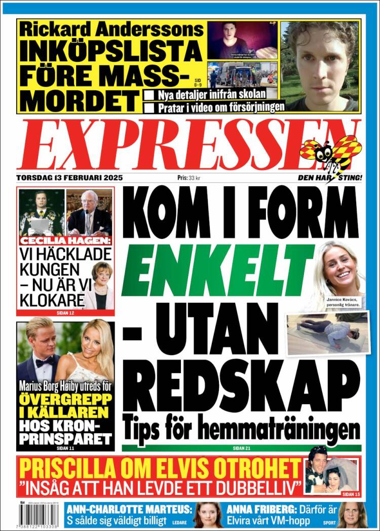 Portada de Expressen (Suecia)