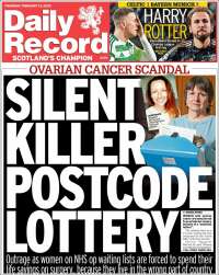 Portada de Daily Record (Royaume-Uni)