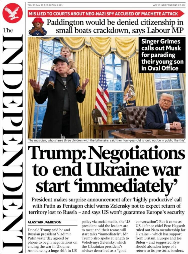 Portada de The Independent (United Kingdom)