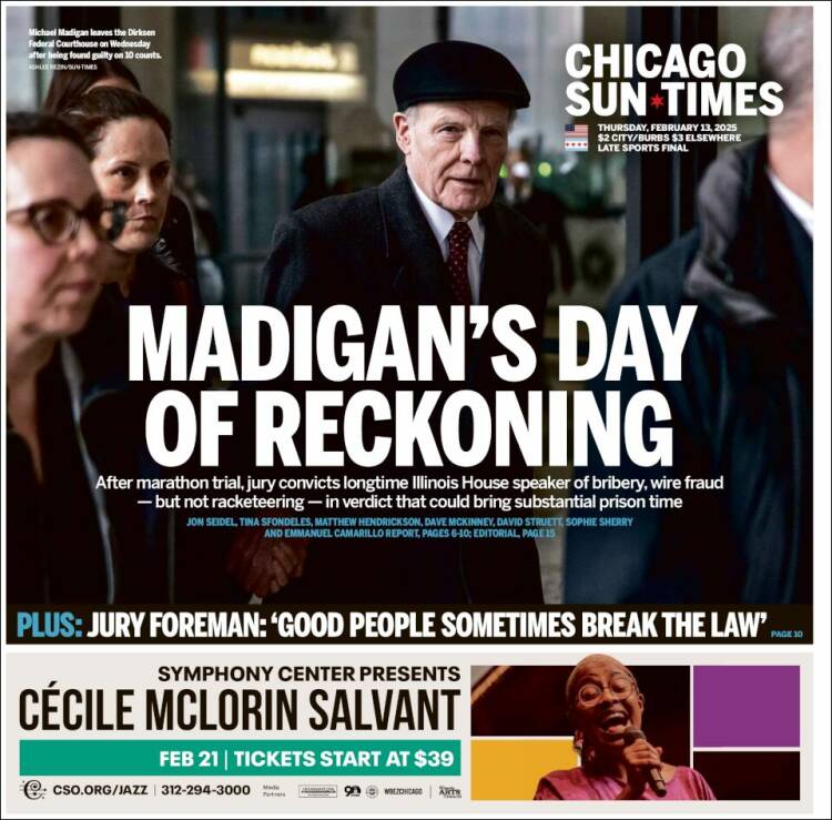 Portada de Chicago Sun-Times (USA)