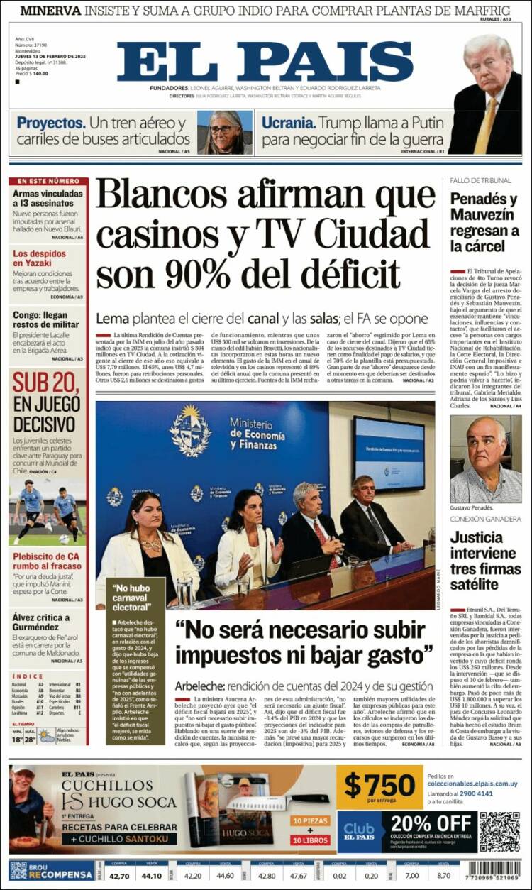 Portada de El País (Uruguay)