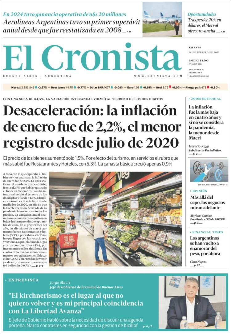 Portada de El Cronista Comercial (Argentina)