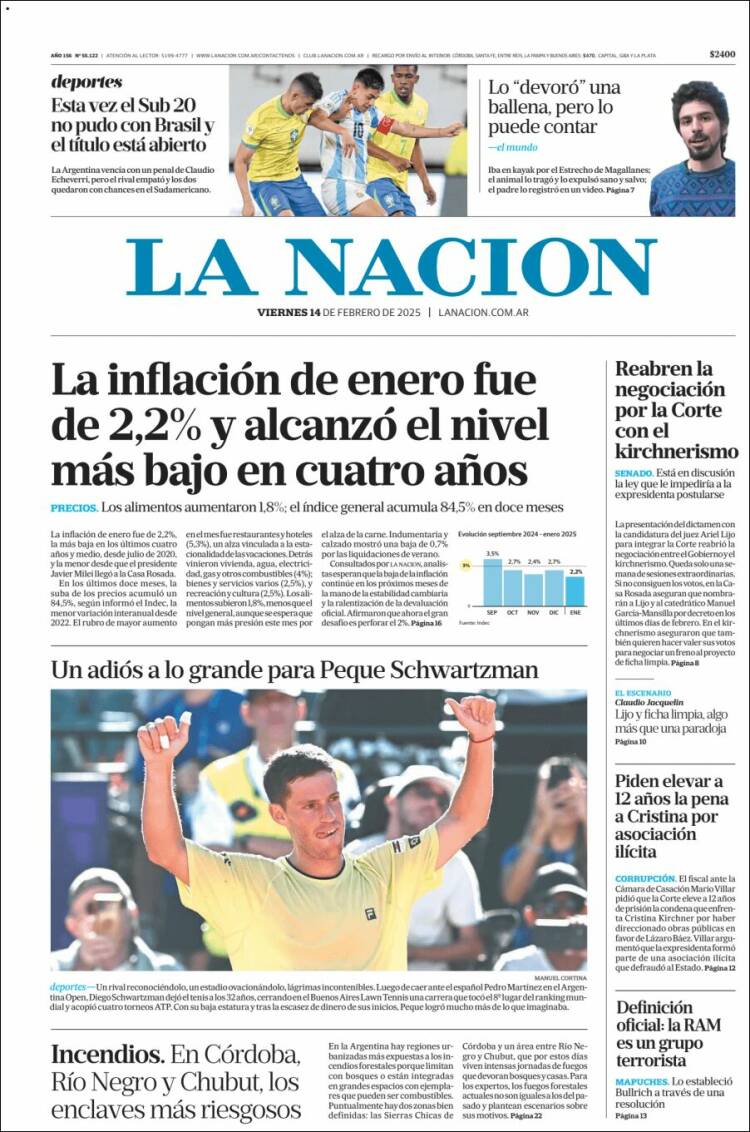 Portada de La Nación (Argentina)