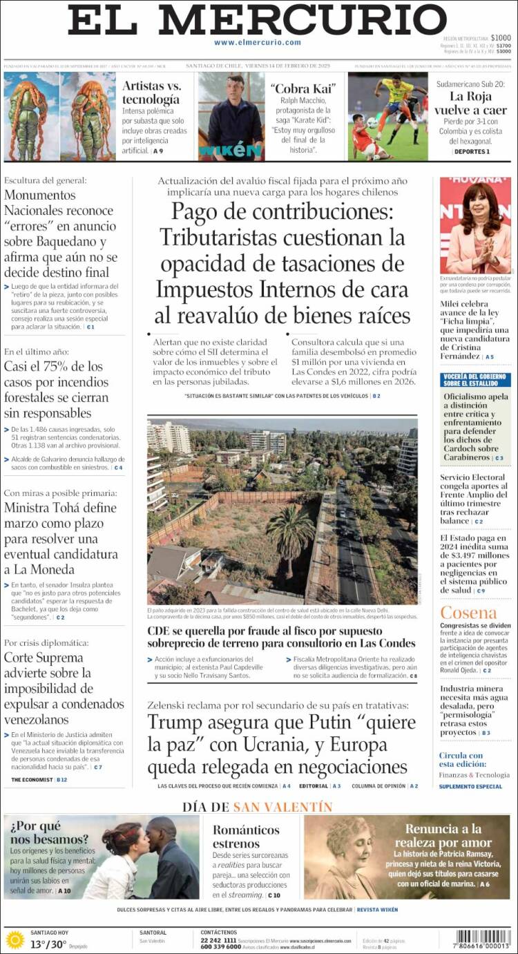 Portada de El Mercurio (Chile)