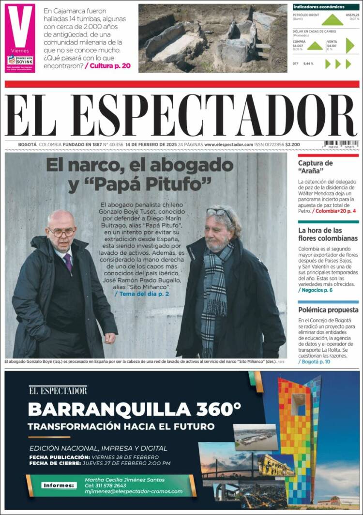 Portada de El Espectador (Colombia)