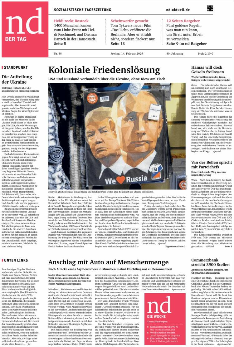 Portada de Neues Deutschland (Germany)