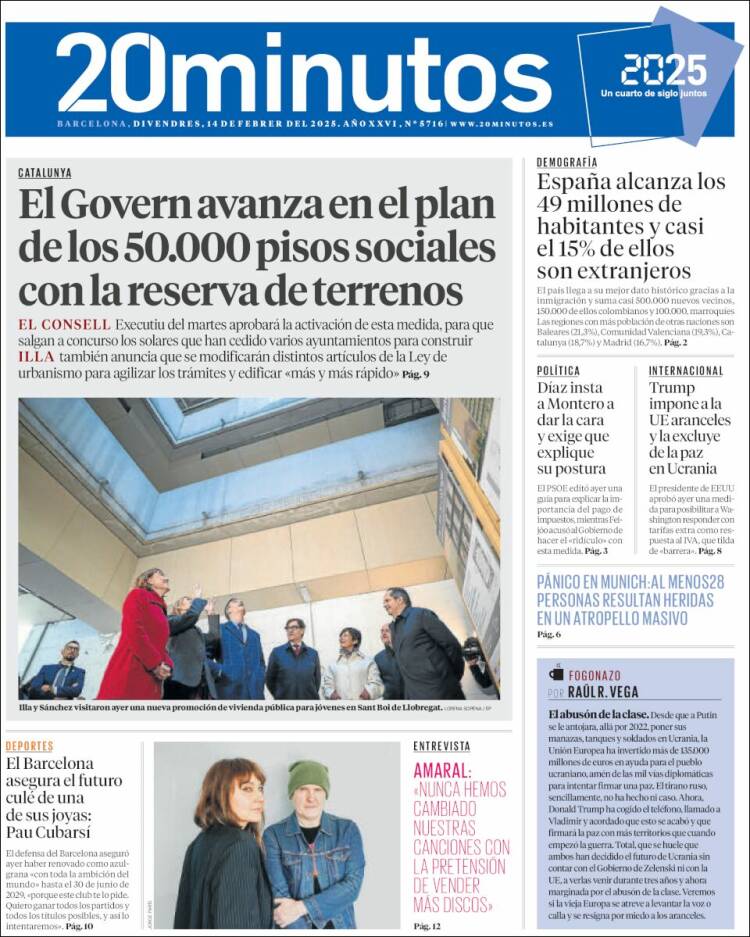 Portada de 20 Minutos - Barcelona (Espagne)