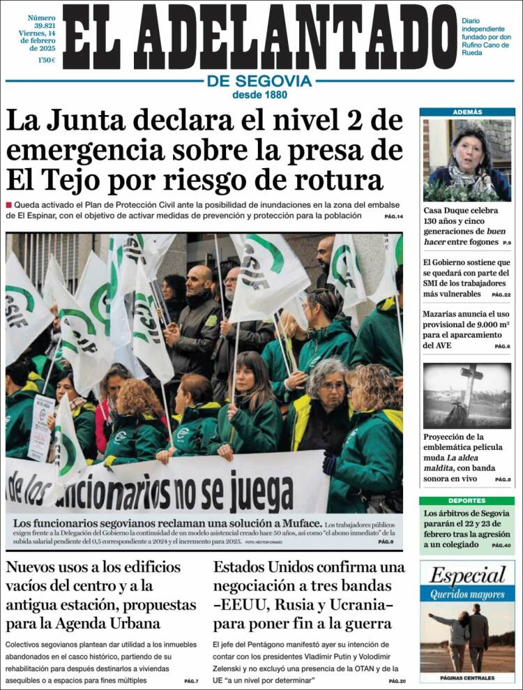 Portada de El Adelantado de Segovia (España)