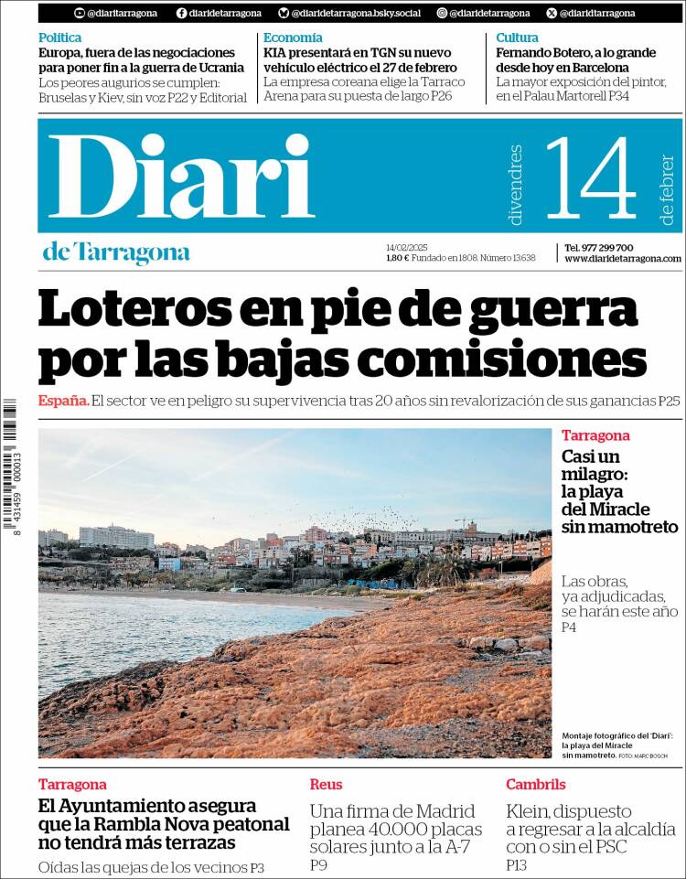 Portada de Diari de Tarragona (España)