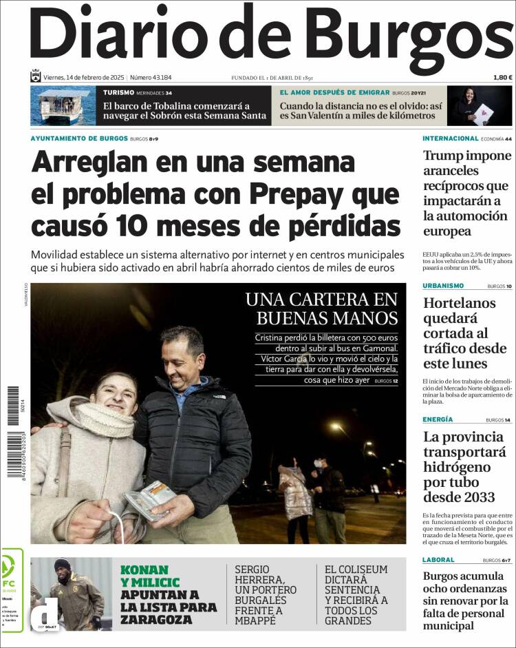 Portada de Diario de Burgos (España)