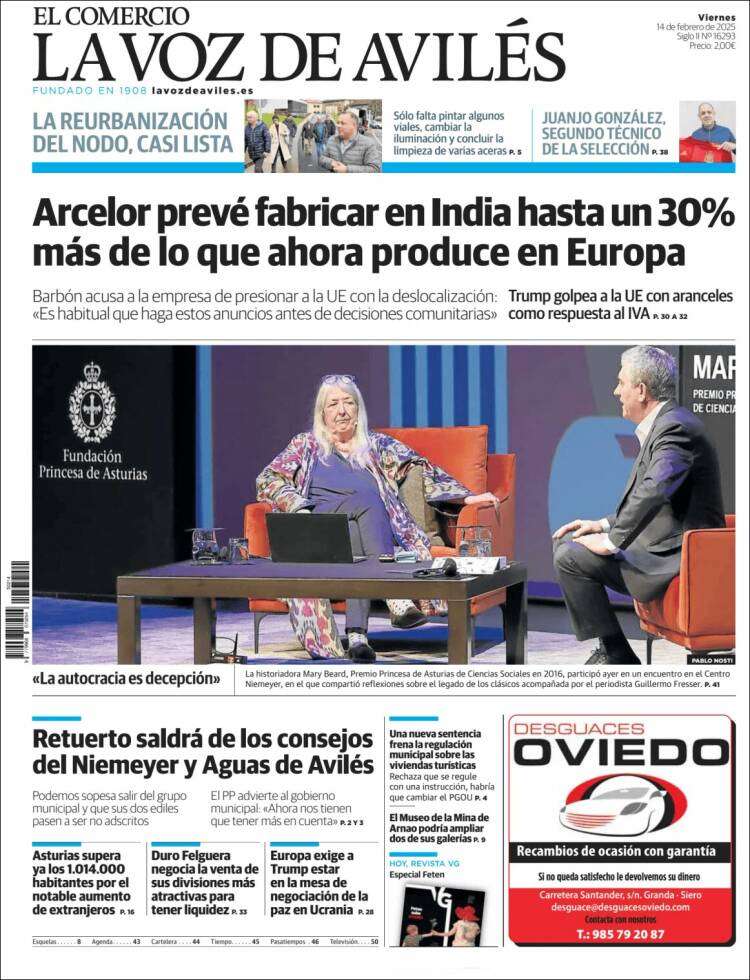 Portada de El Comercio - Avilés (Spain)