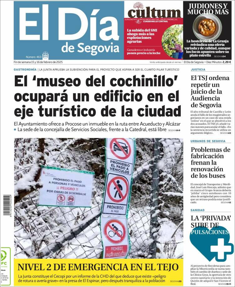 Portada de El Día de Segovia (España)